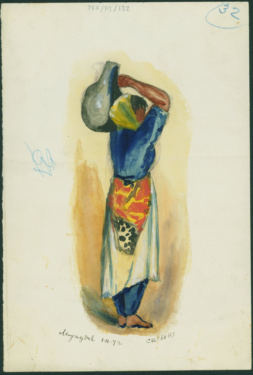 Mujaydel, 1872 (čb a tužka na papíře) od Claude Conder