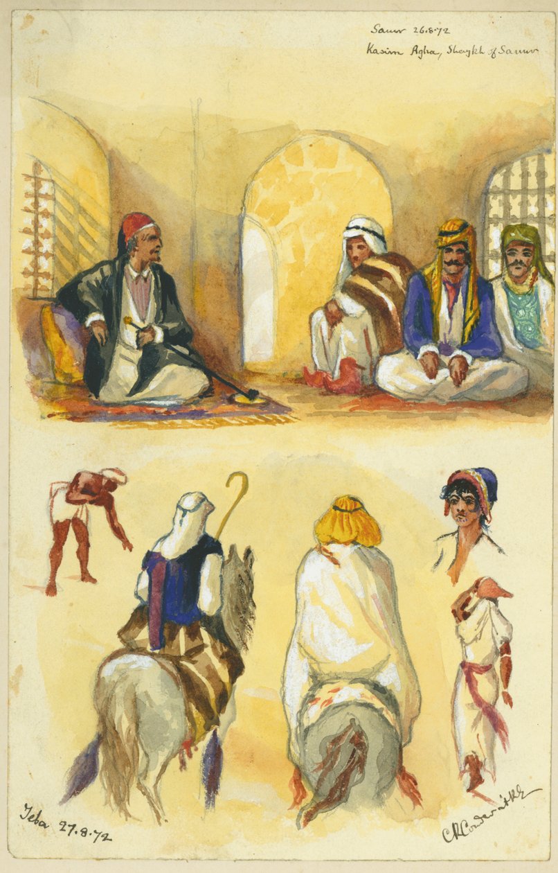 Samur a Jeba, 1872 (wc a tužka na papíře) (viz také 316774 a 316775) od Claude Conder