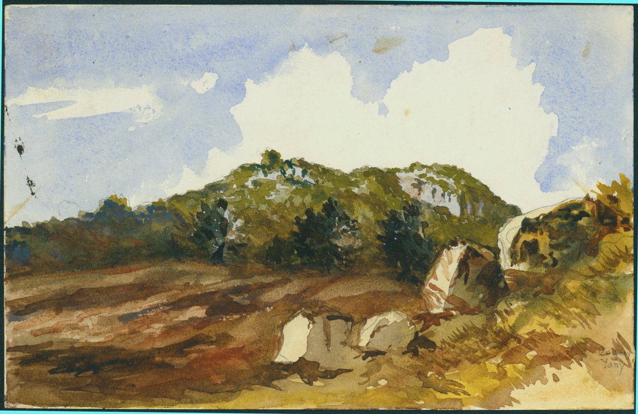 Mahrakah, Karmel, 1872 (čb a tužka na papíře) od Claude Conder