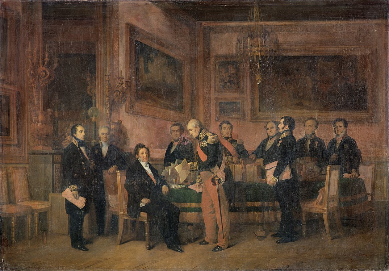 Rada ministrů v Tuileries podepisuje zákon o regentství, 15. srpna 1842, 1844 od Claude Jacquand