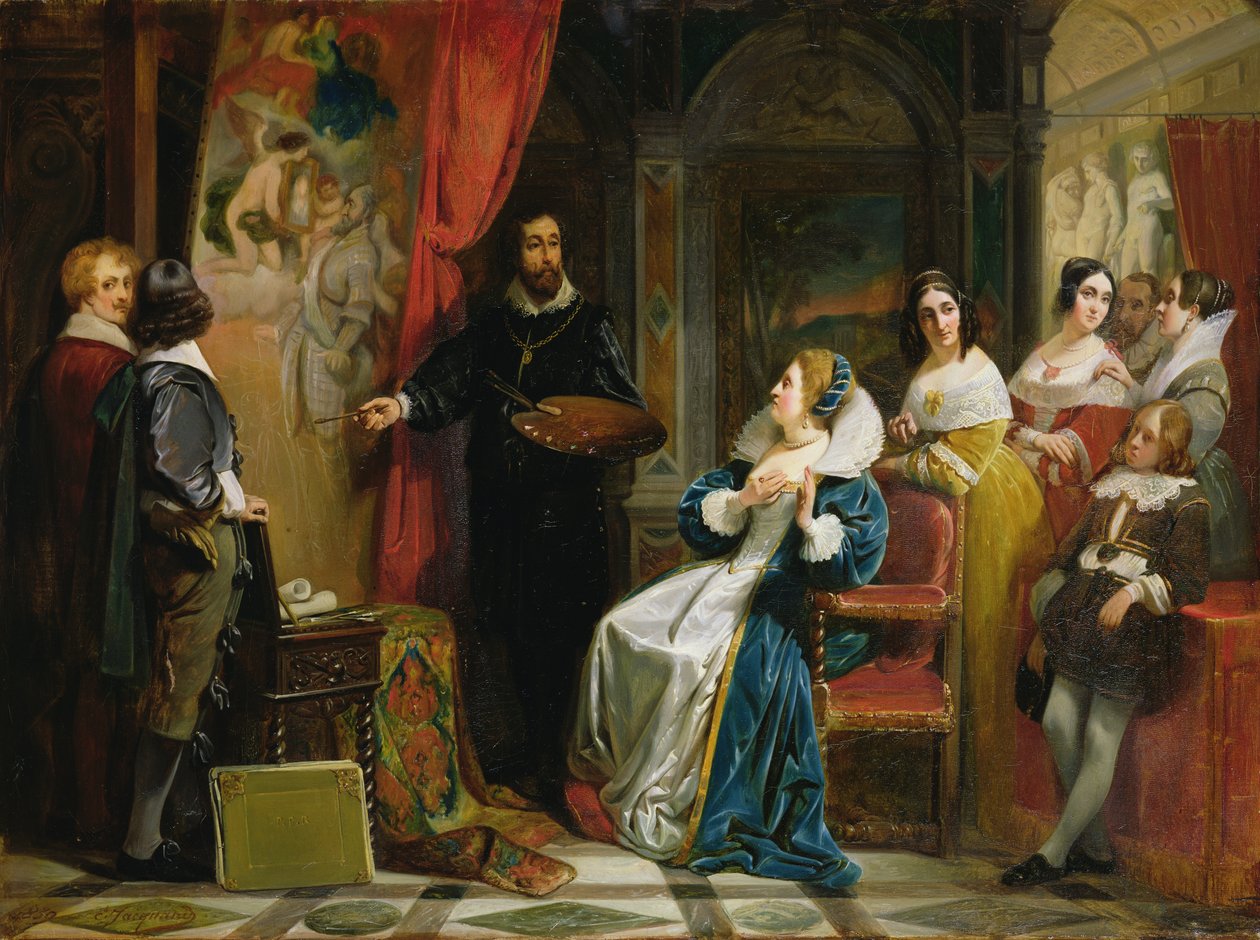 Marie de Medici (1573-1642) Návštěva Rubensova studia, 1839 od Claude Jacquand