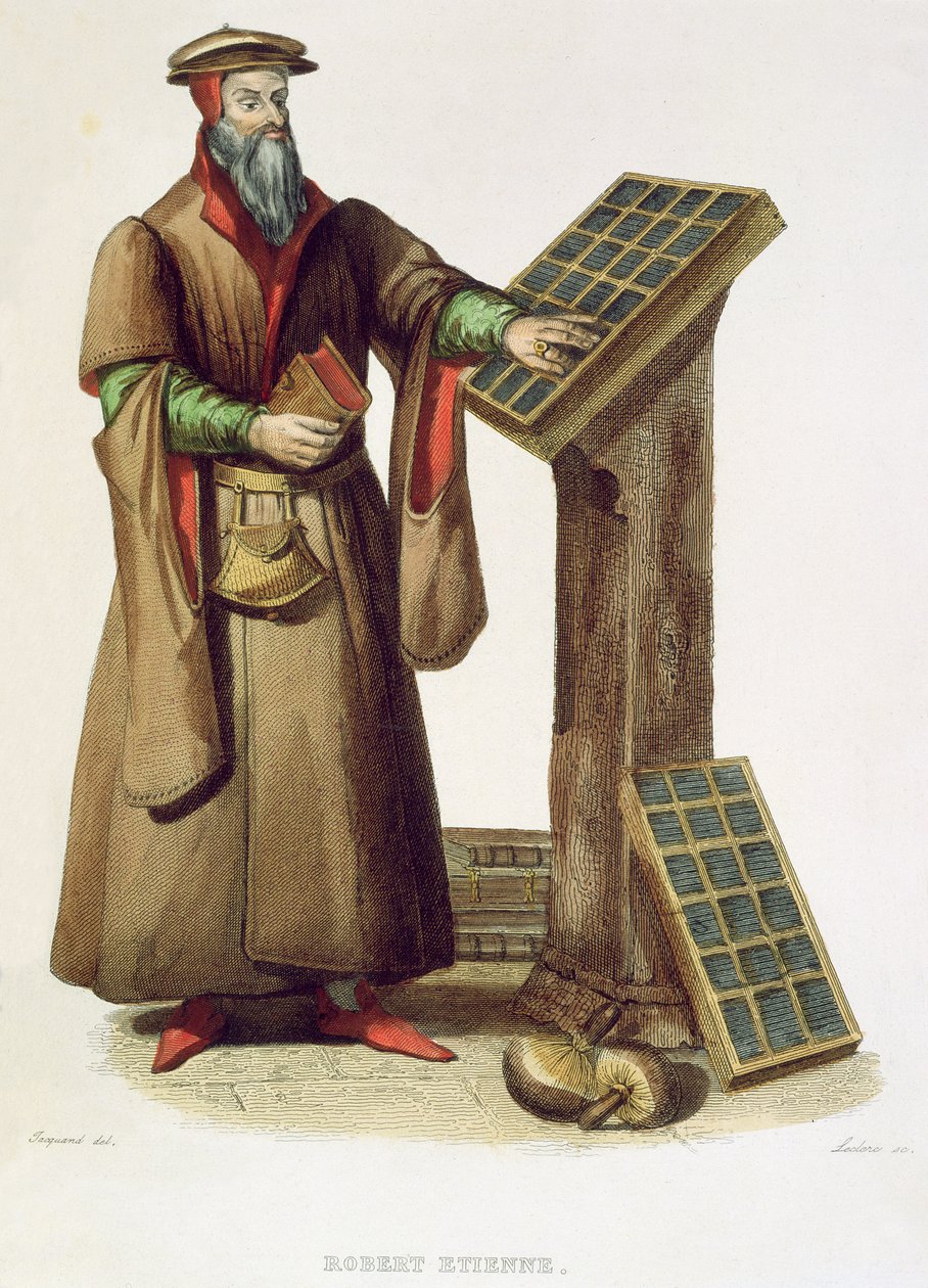 Robert Estienne, 1841 (barevná rytina) od Claude Jacquand