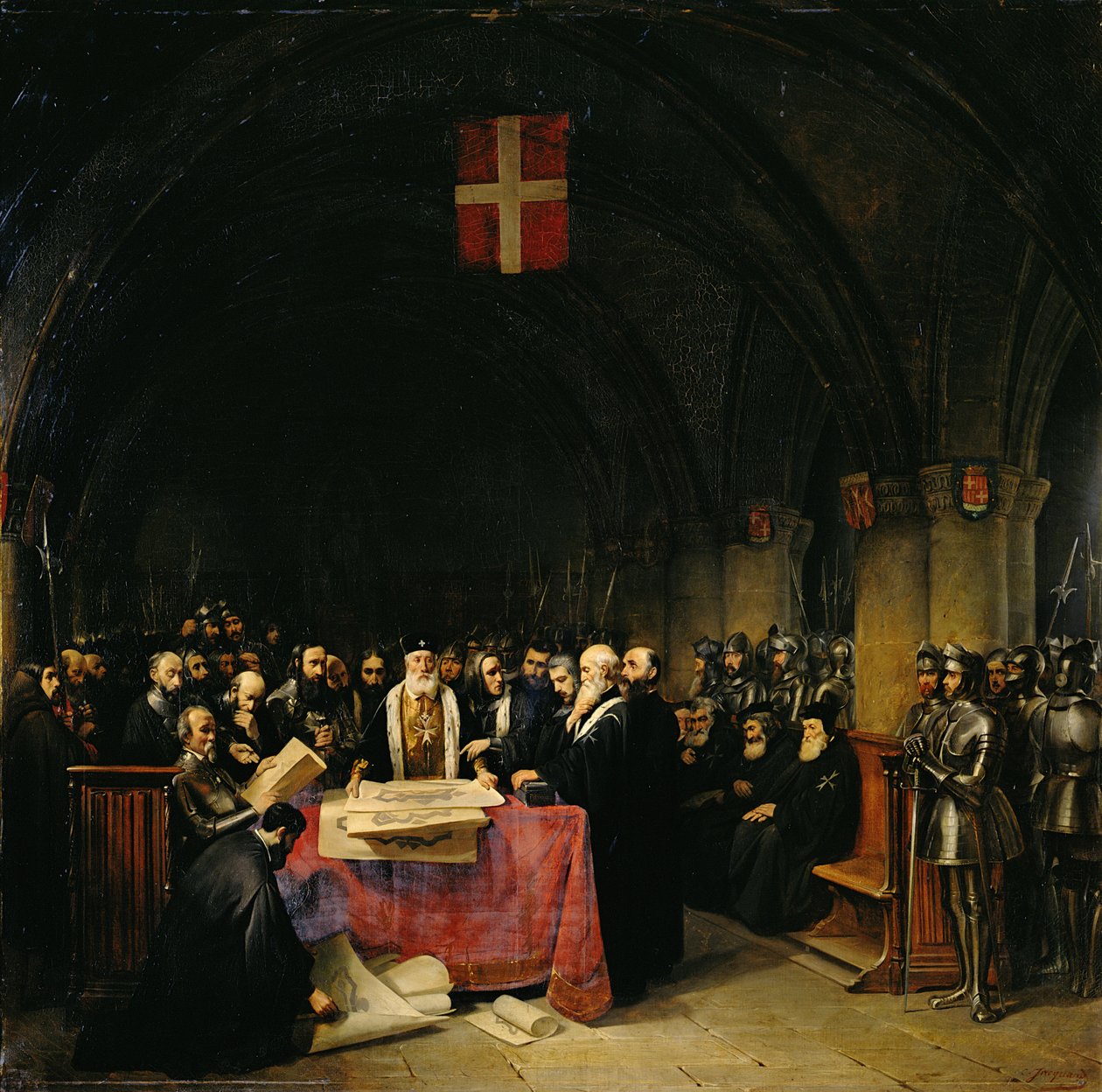 Kapitula Řádu svatého Jana Jeruzalémského na Rhodosu v roce 1524, 1839 od Claude Jacquand