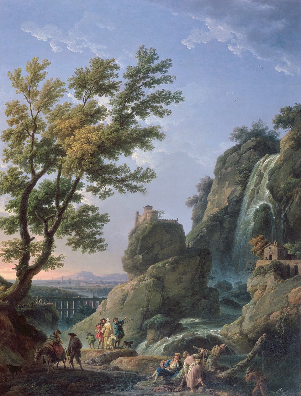 Krajina s vodopádem a postavami, 1768 od Claude Joseph Vernet