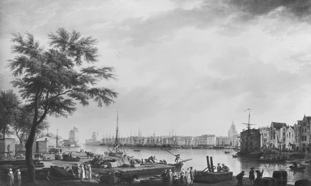 Přístav La Rochelle, při pohledu z malého břehu, 1762 od Claude Joseph Vernet