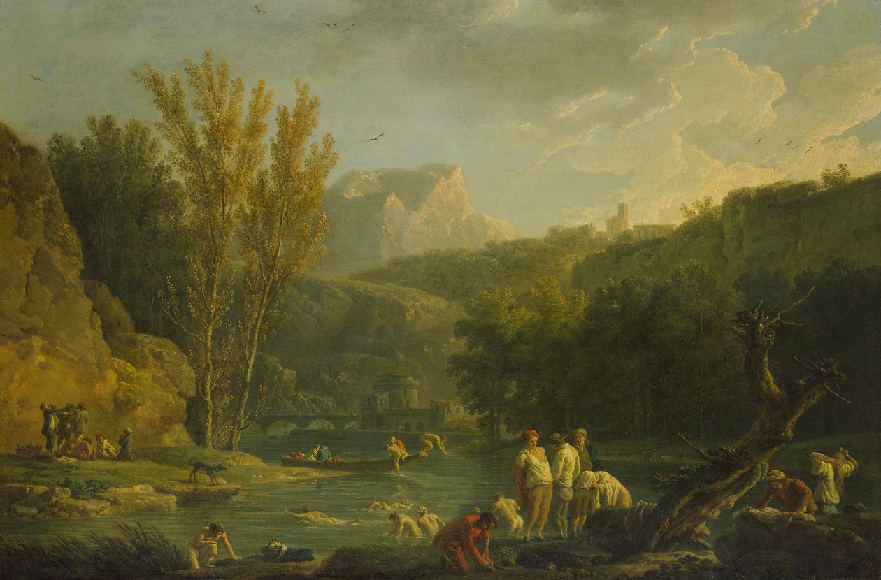 River Scene with Bathers, 18. století od Claude Joseph Vernet