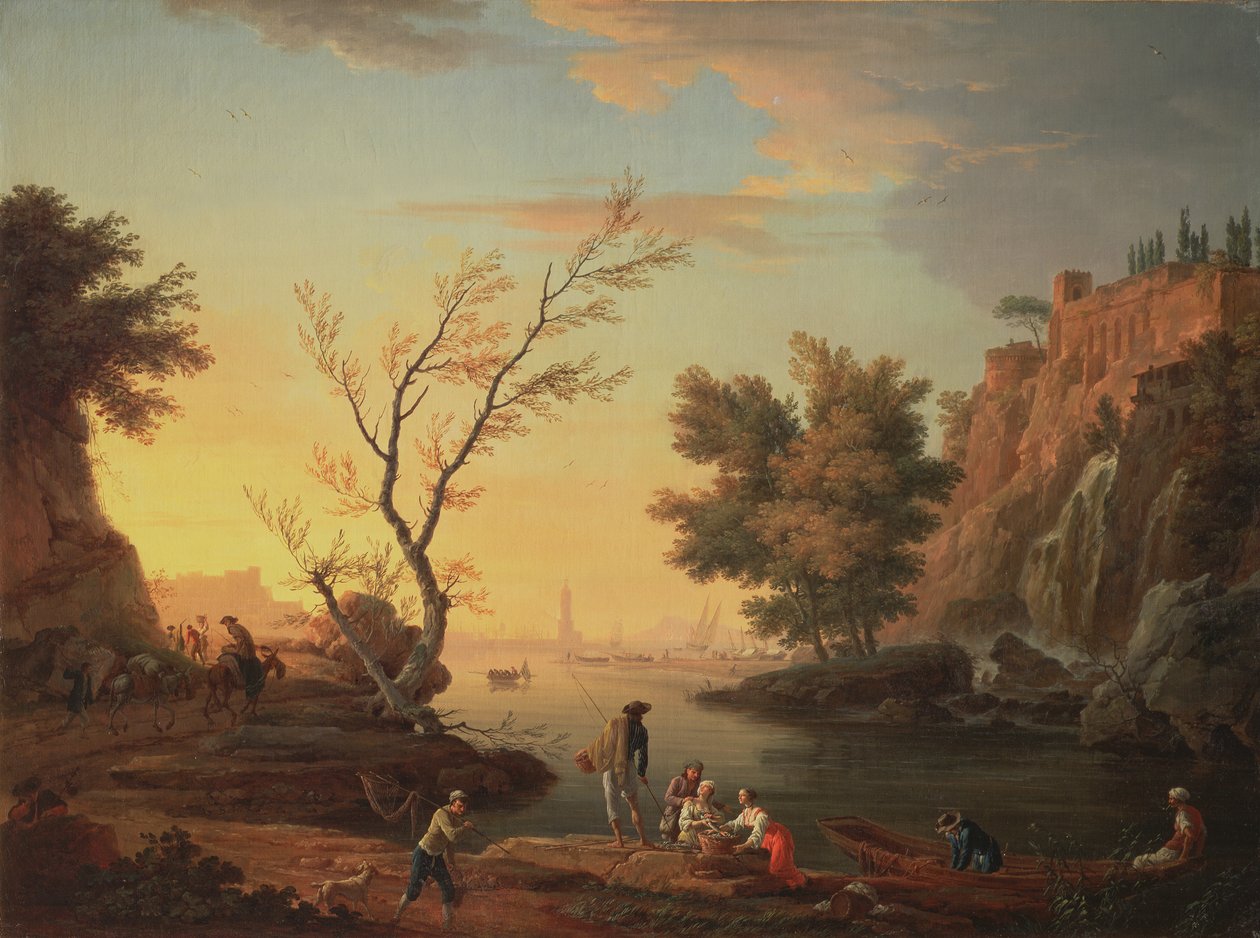 Přístav při západu slunce, 1751 od Claude Joseph Vernet