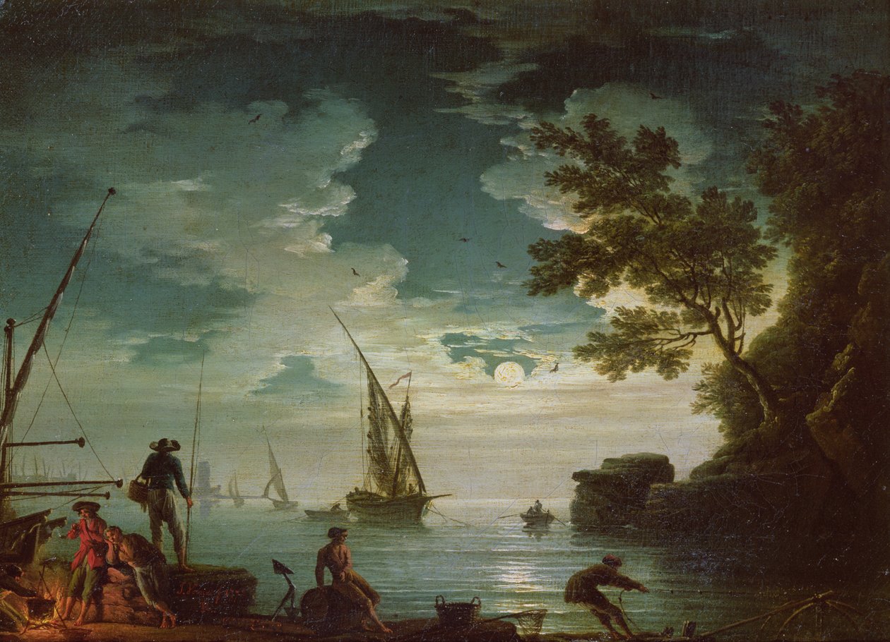 Mořská krajina, měsíční svit, 1772 od Claude Joseph Vernet