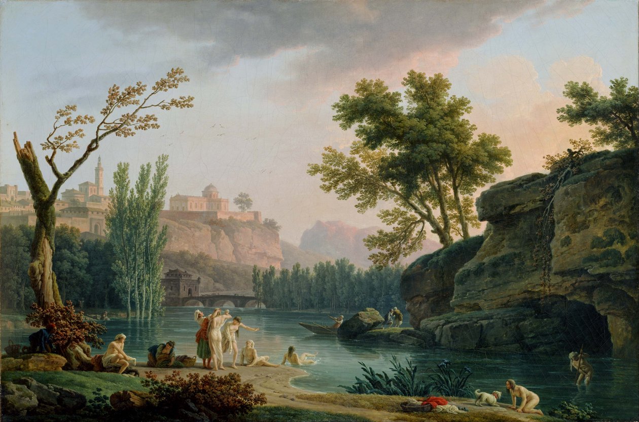 Letní večer, krajina v Itálii od Claude Joseph Vernet