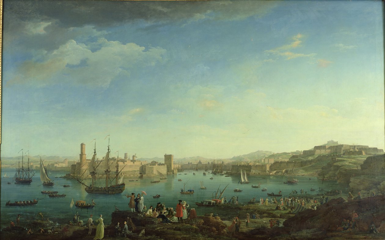 Vchod do přístavu Marseille, 1754 od Claude Joseph Vernet