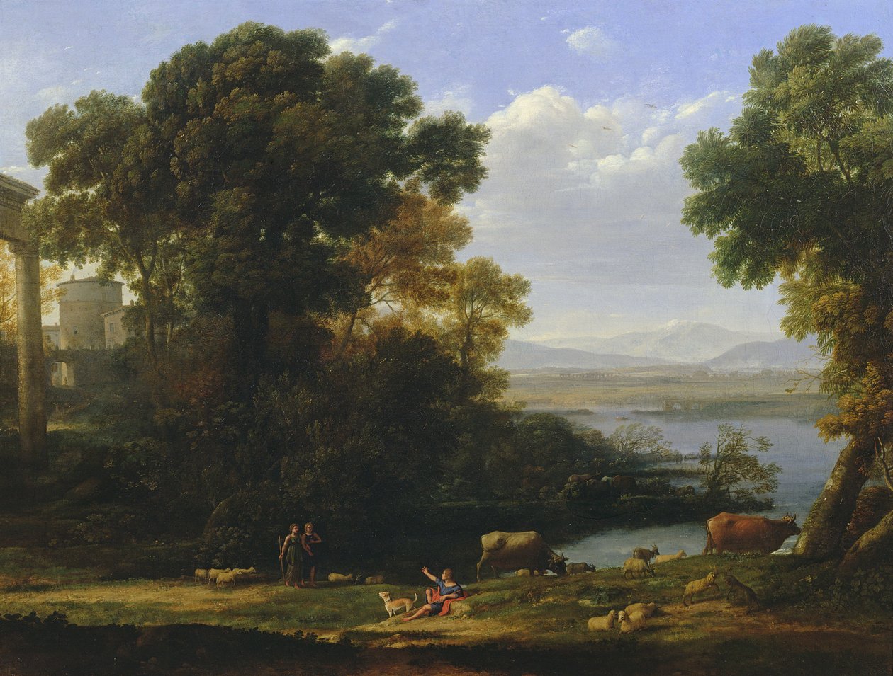 Klasická říční scéna s výhledem na město od Claude Lorrain