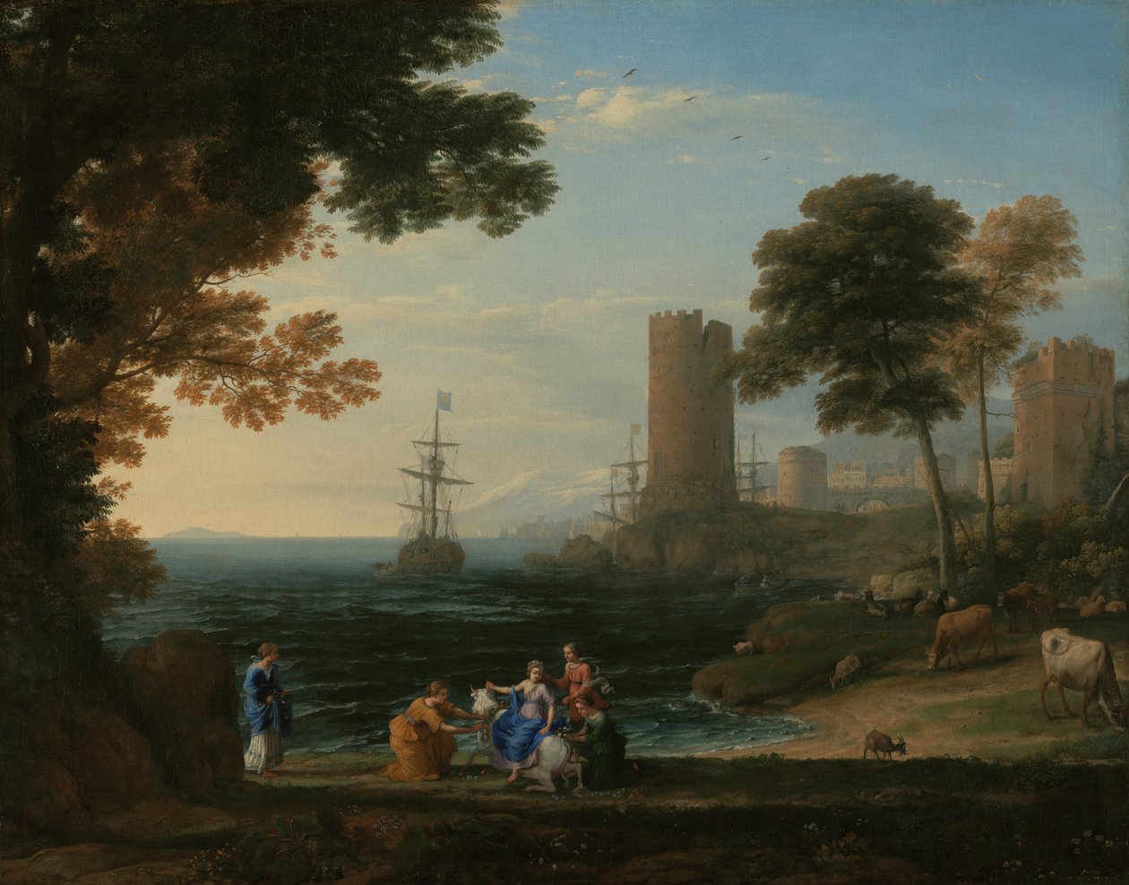 Pohled na pobřeží s únosem Evropy od Claude Lorrain