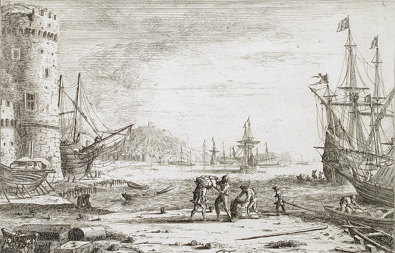Přístav s velkou věží od Claude Lorrain