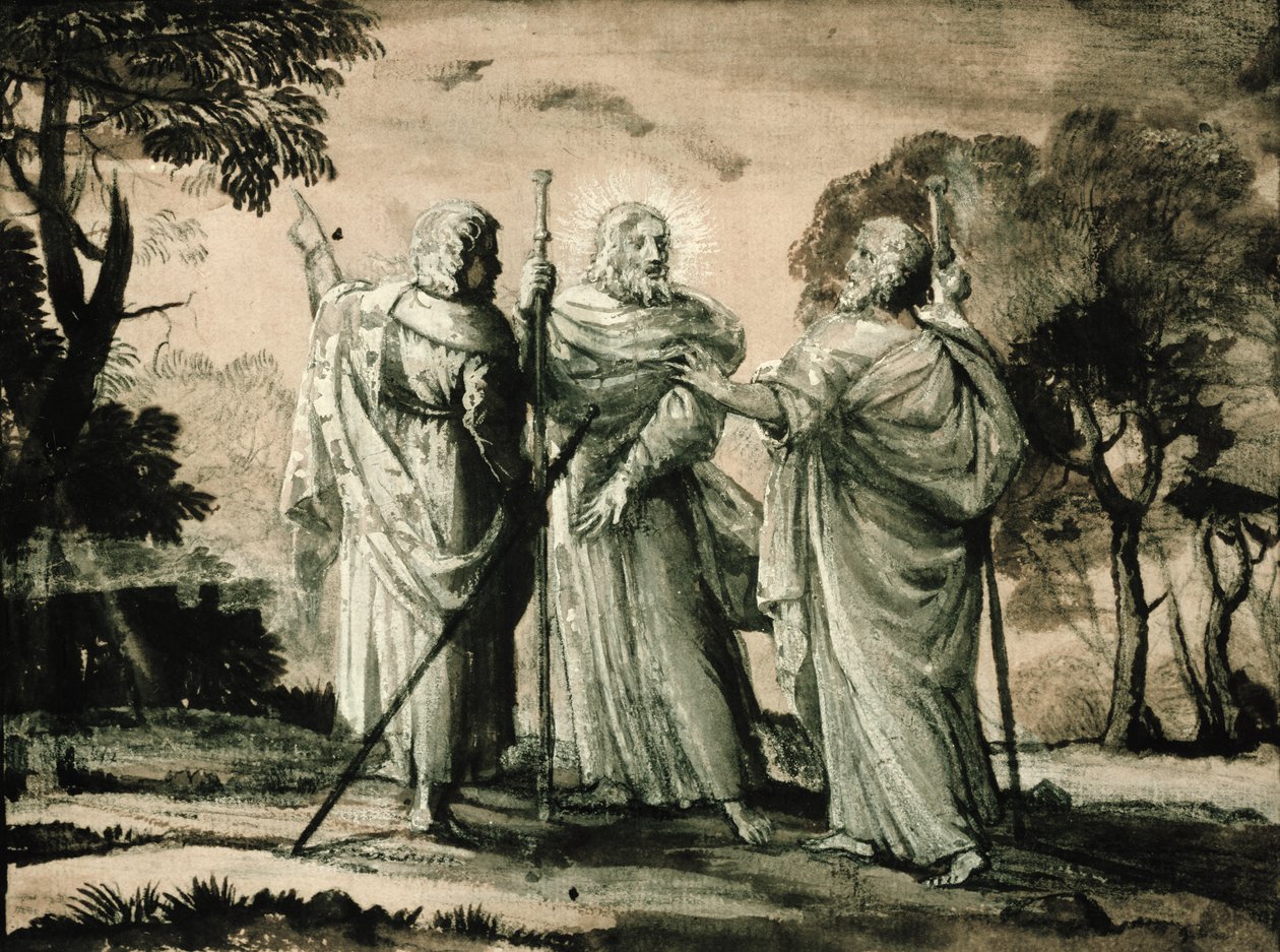Cesta do Emauz (černá křída und kvaš na papíře) od Claude Lorrain