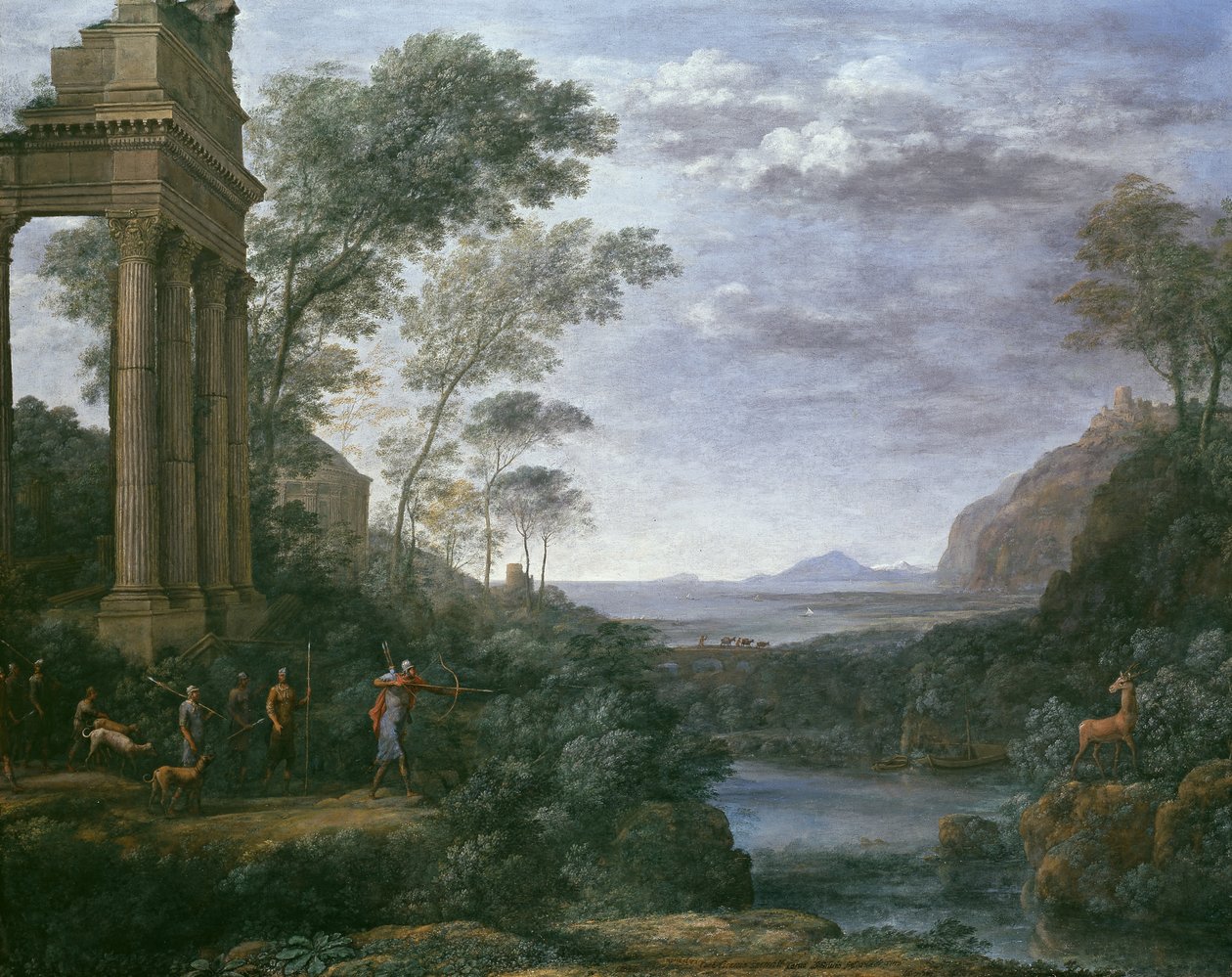 Krajina s Ascaniusem zastřelením jelena Sylvie, 17. století od Claude Lorrain
