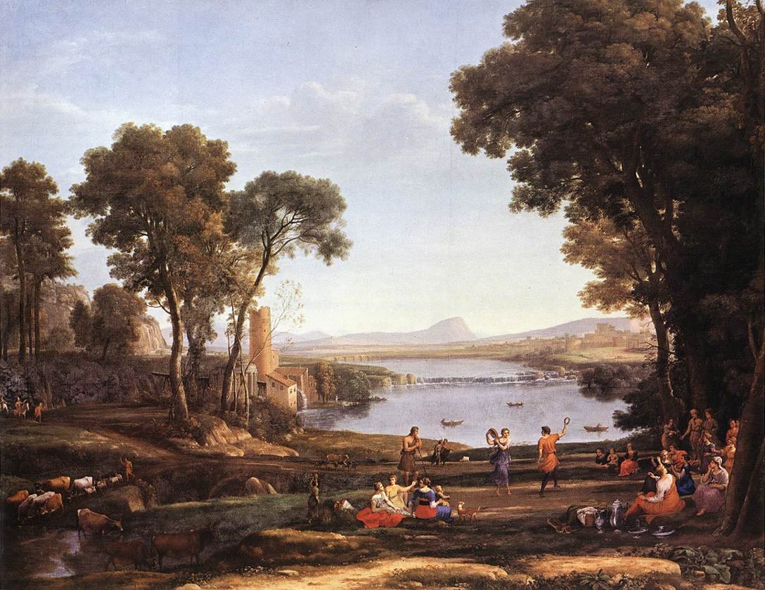 Krajina s tančícími postavami od Claude Lorrain