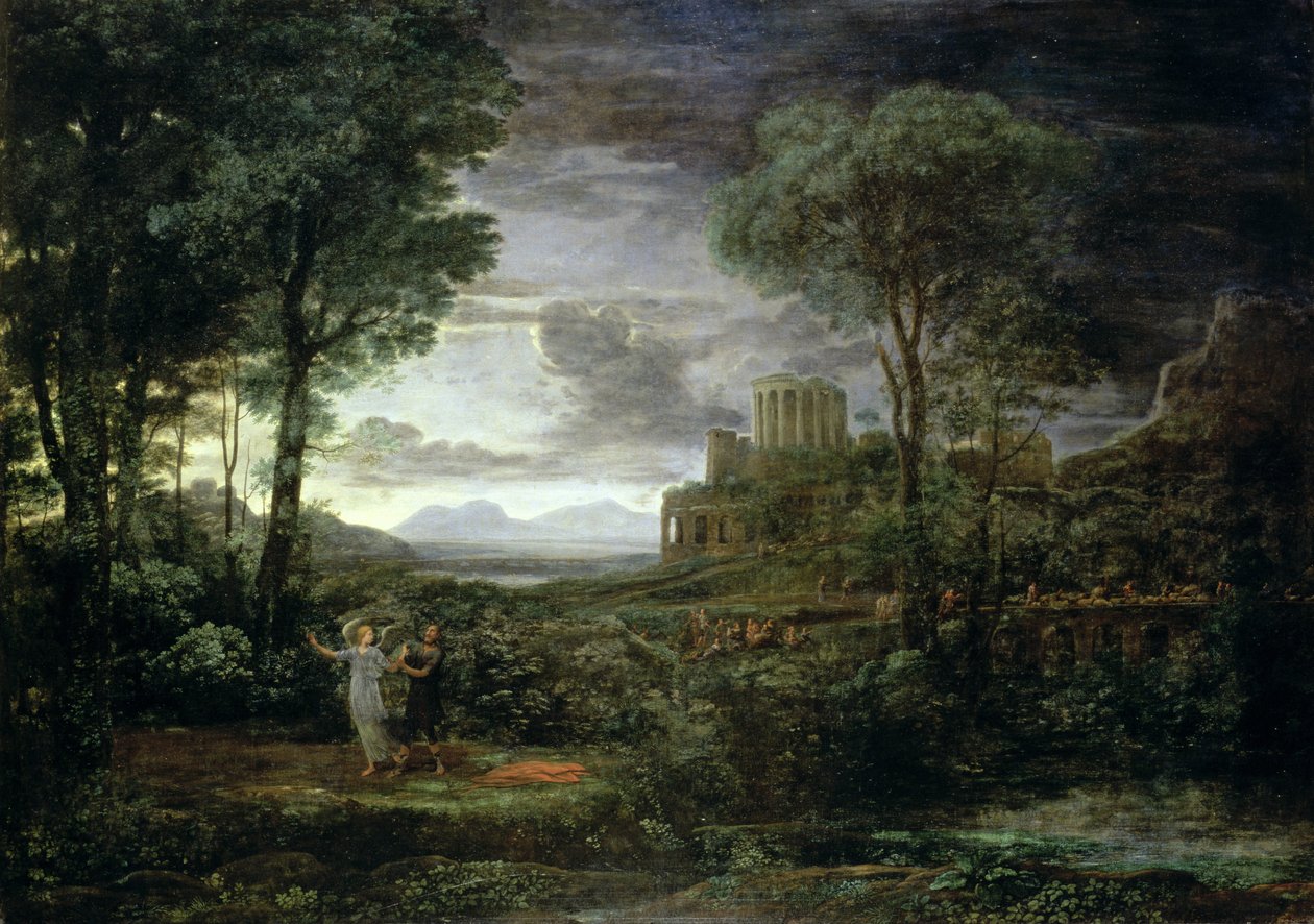 Krajina s Jacobem Zápas s andělem aneb noc, 1672 od Claude Lorrain