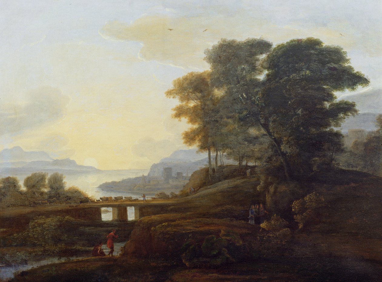 Krajina s dobytkem a kozami přes most od Claude Lorrain