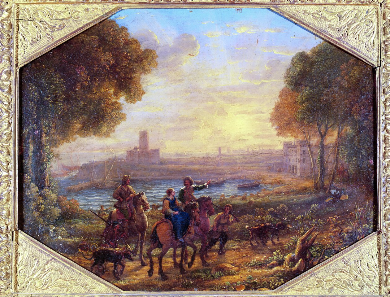 Krajina s přístavem Santa Marinella (nedaleko Civitavecchia), cca. 1639-40 (olej na mědi) od Claude Lorrain