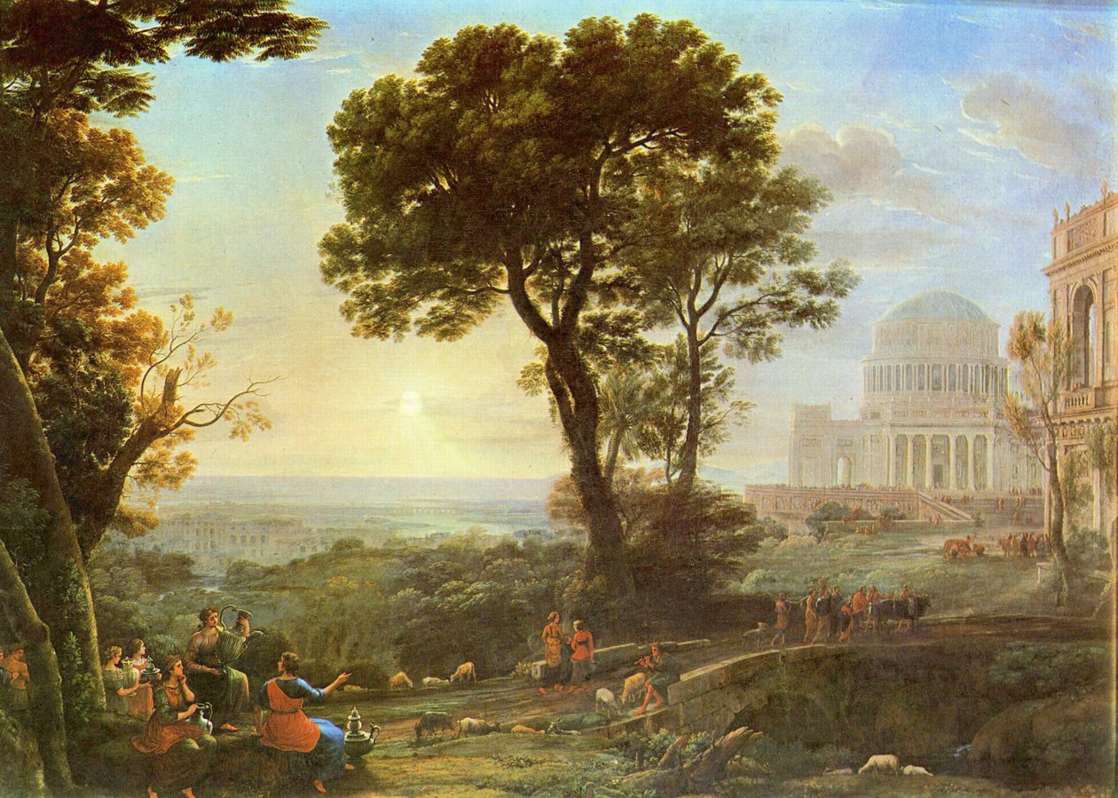 Vedute of Delphi s průvodem obětí od Claude Lorrain