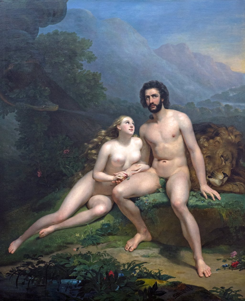 Muž a Eva od Claude Marie Dubufe