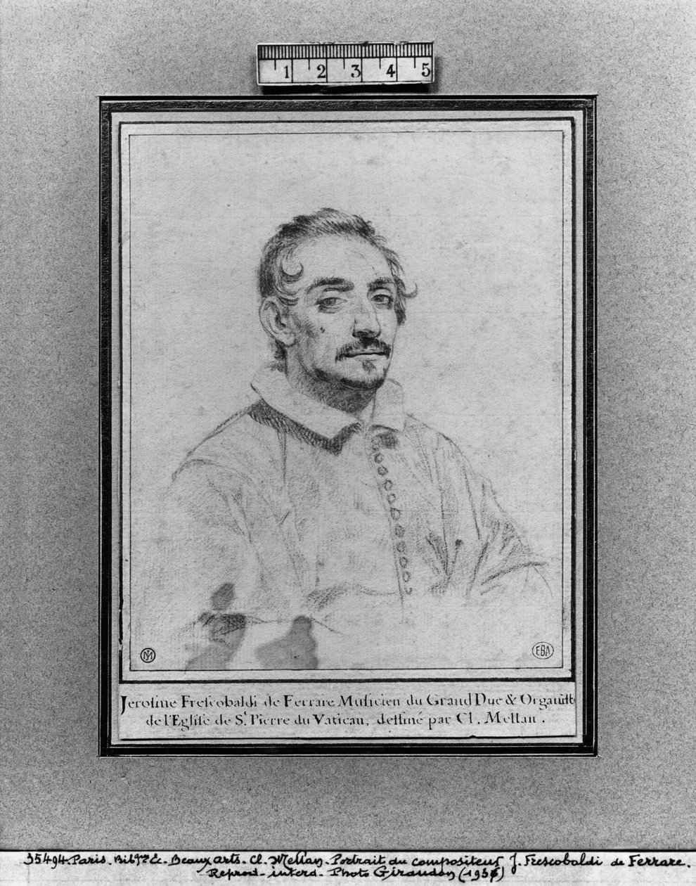 Girolamo Frescobaldi (pierre noire na papíře) od Claude Mellan