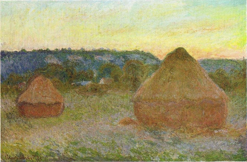 Stohy pšenice Konec dne, podzim od Claude Monet