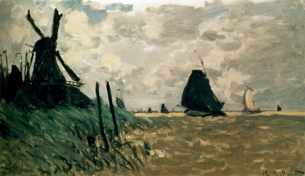 Větrný mlýn u Zaandamu od Claude Monet