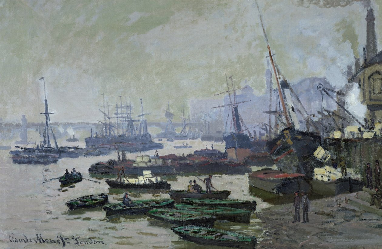 Lodě v Pool of London, 1871 od Claude Monet