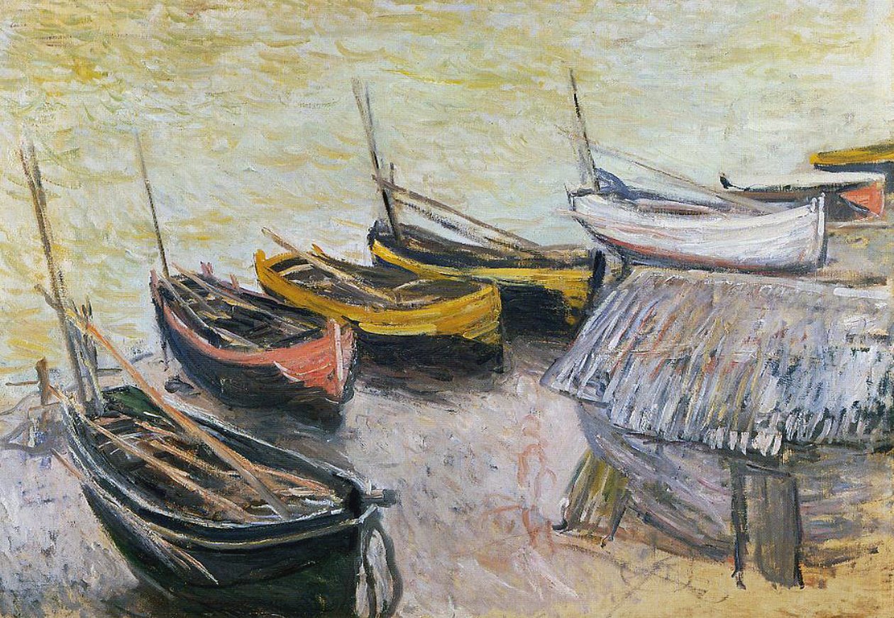 Lodě na pláži, 1883 od Claude Monet