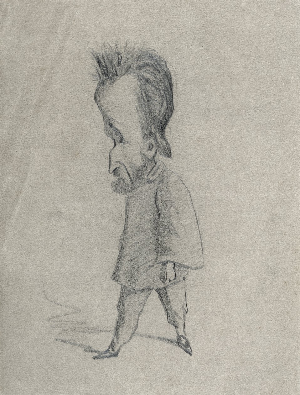 Karikatura novináře Theodora Pelloqueta, 1858 (uhl na papíře) od Claude Monet