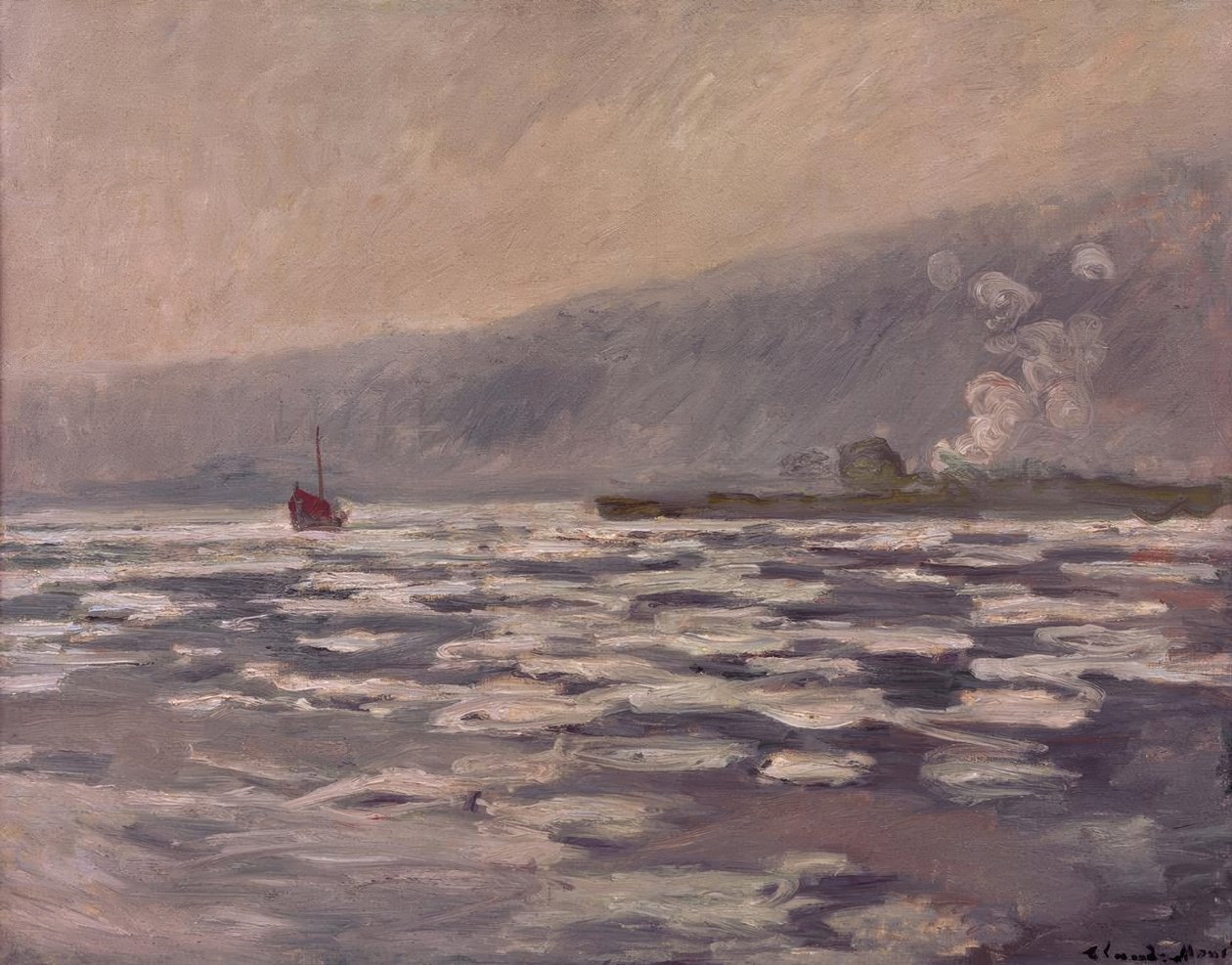 Ledové kry u zdymadla Port-Villez od Claude Monet