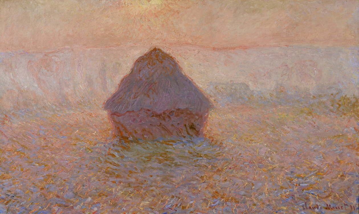 Grainstack, Slunce v mlze, 1891 od Claude Monet