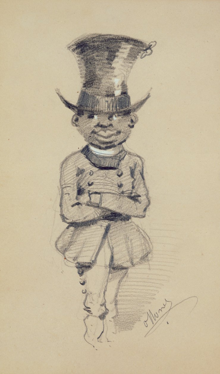 Ženich v cylindru, 1857 (černá a bílá křída na papíře) od Claude Monet