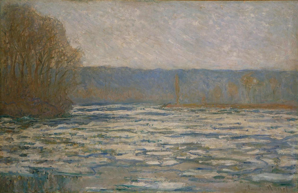 Lámání ledu na Seině u Bennecourtu od Claude Monet