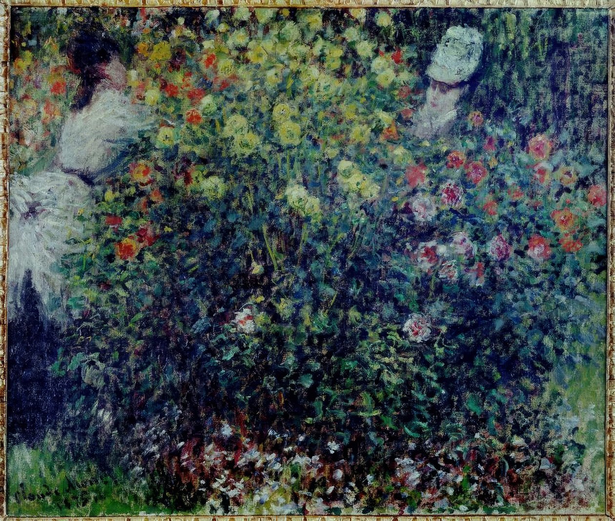 Mladé dívky v trsu jiřinek od Claude Monet