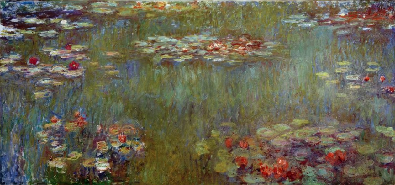 Jezírko s lekníny, zelené odlesky od Claude Monet