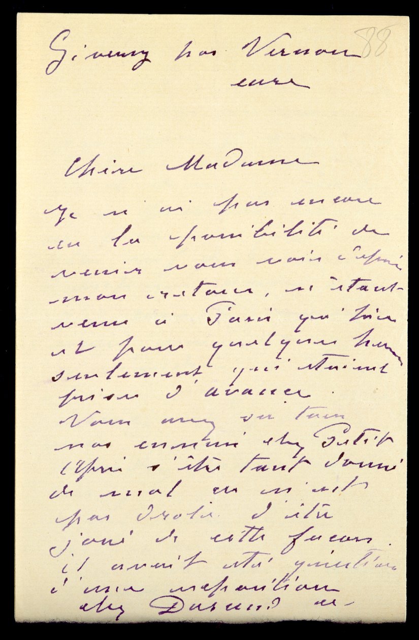 Dopis Clauda Moneta Berthe Morisotové, 1888 od Claude Monet