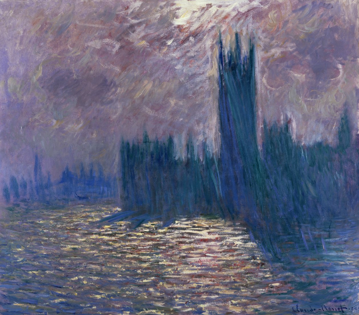 Parlament, Úvahy o Temži, 1905 od Claude Monet