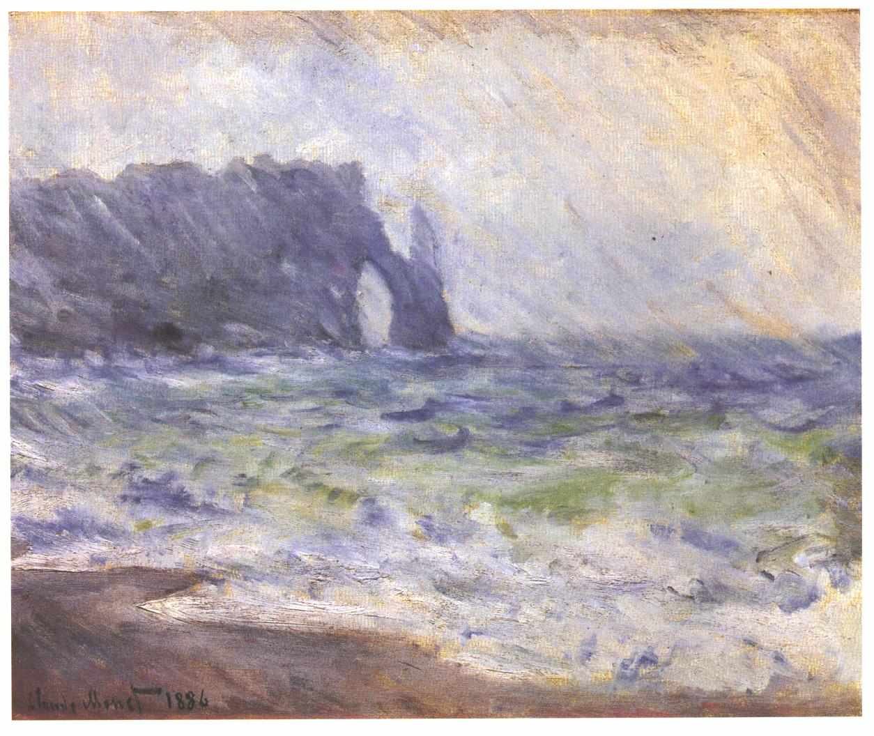 Déšť u Etretatu od Claude Monet