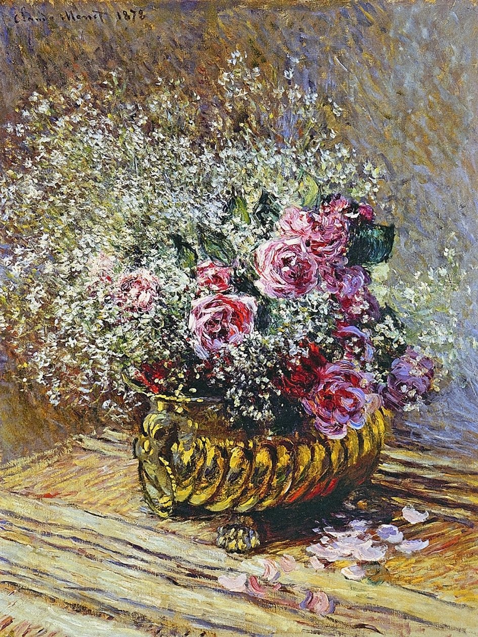 Růže v měděné váze, 1878 od Claude Monet