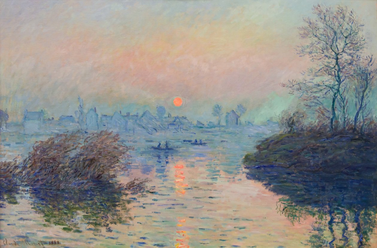 Západ slunce na Seině v Lavacourt, zimní efekt od Claude Monet