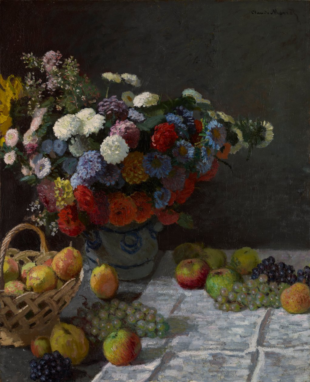 Zátiší s květinami a ovocem, 1869 od Claude Monet