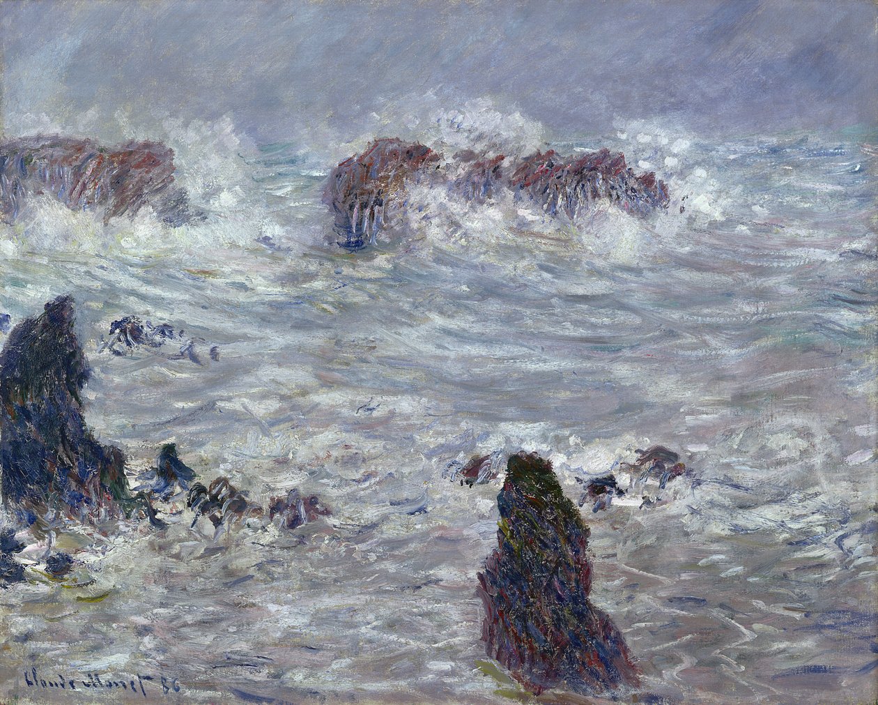 Storm, u pobřeží Belle-Ile, 1886 od Claude Monet