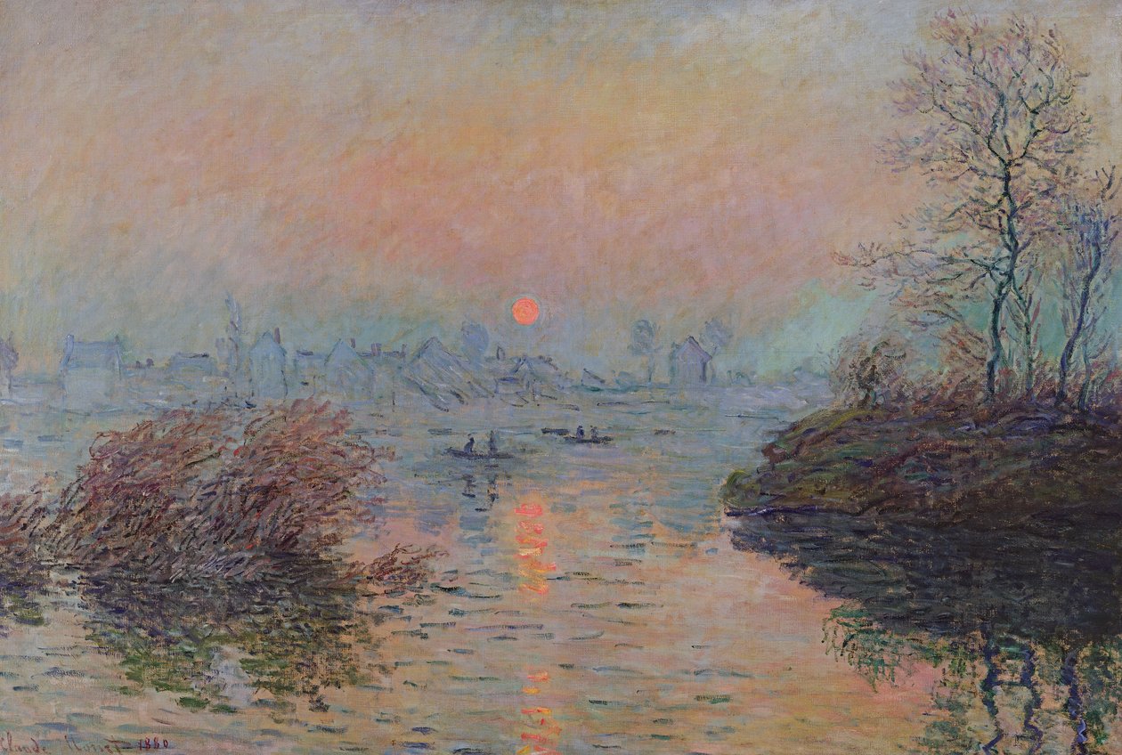 Západ slunce nad Seinou v Lavacourtu. Zimní efekt, 1880 od Claude Monet
