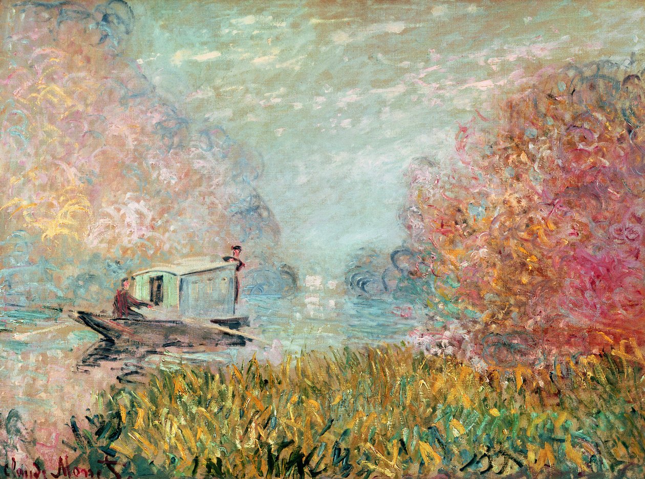 Lodní studio na Seině, 1875 od Claude Monet
