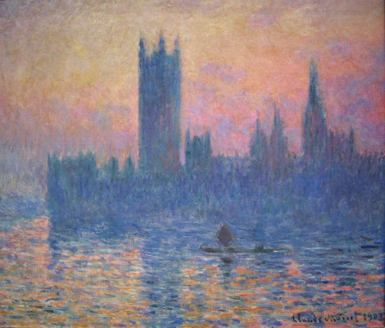 Budova parlamentu, západ slunce od Claude Monet