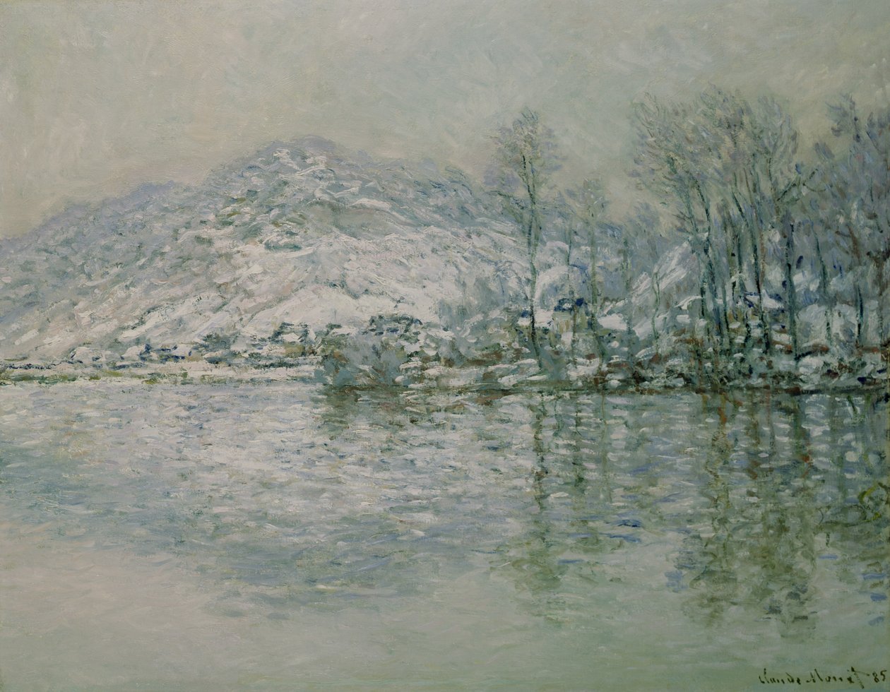 Seina v Port Villez v zimě, 1885 od Claude Monet