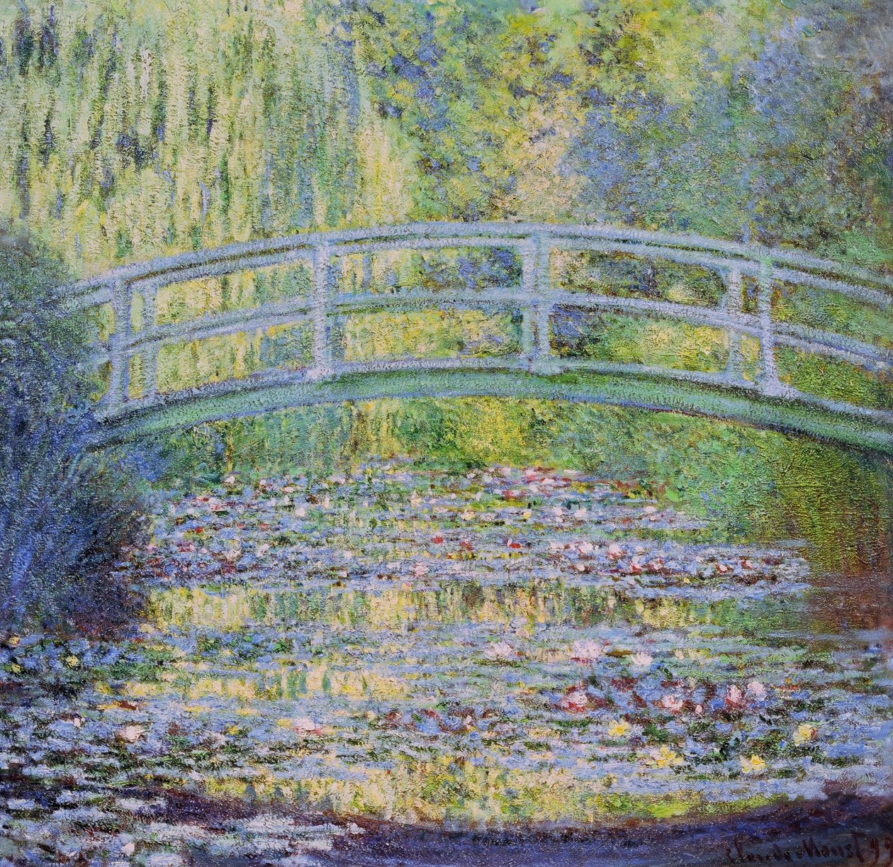Leknínový rybník s japonským mostem od Claude Monet