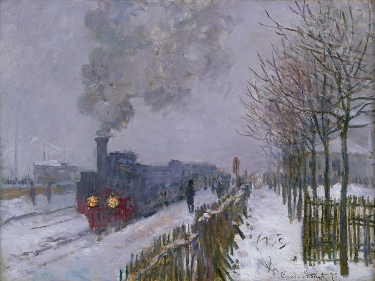 Vlak ve sněhu nebo Lokomotiva, 1875 od Claude Monet